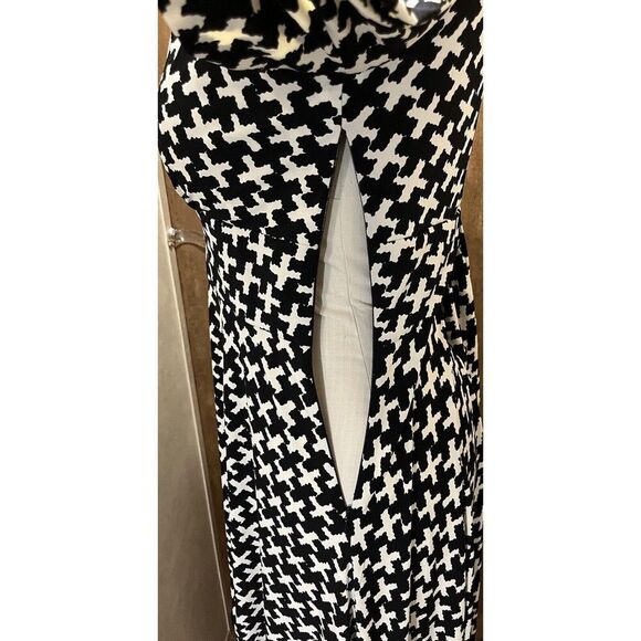 Harold’s Houndstooth Wrap Dress Womens Size 12 Black White Knee Length - Picture 4 of 6